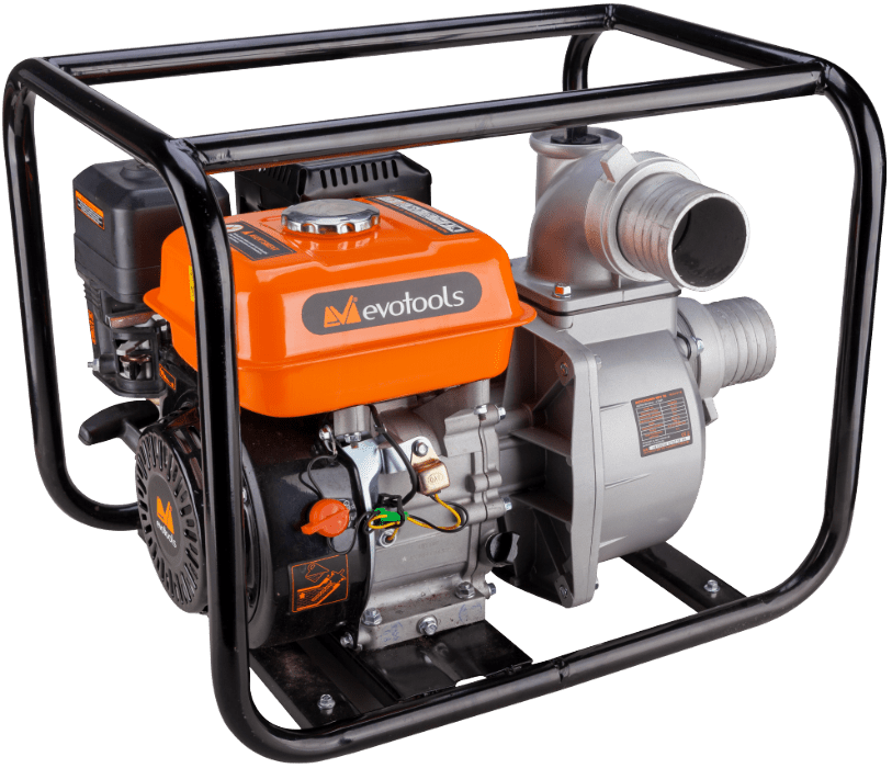 Motopompă pe Benzină EvoTools WP196 - 2", 6,5 CP, 4 Timpi, 500 l/min, Refulare 31 m, 5 h