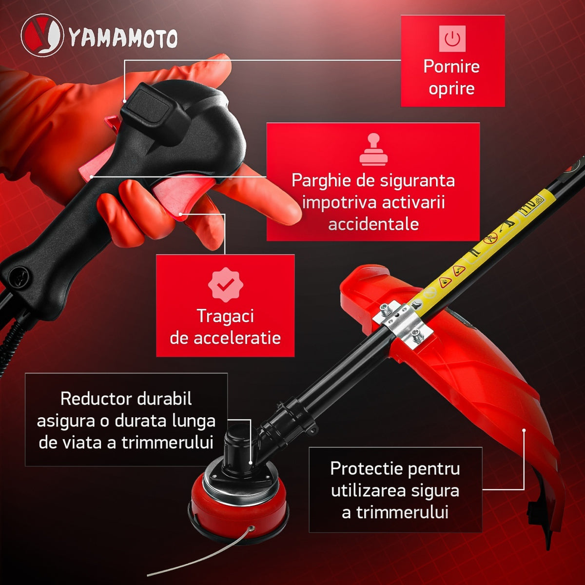 Motocoasa benzina Yamamoto YMA.56 , 2T, 5.8 CP, 10000 rpm