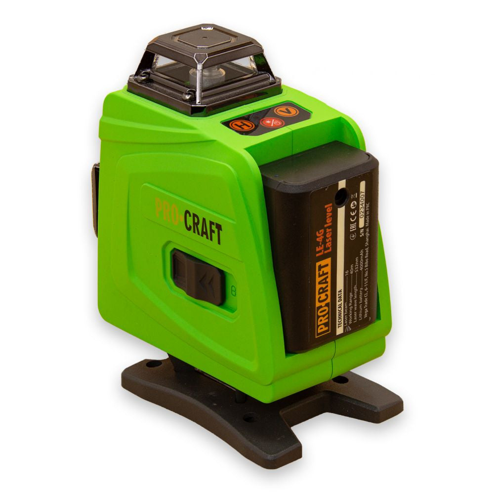 Nivelă Laser ProCraft LE-4G - Fascicul Verde, 2 Acumulatori Incluși, Construcții și Instalații