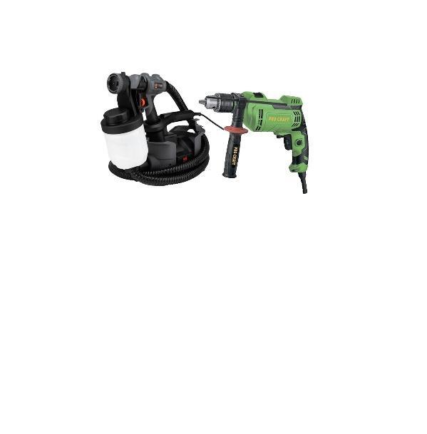 Pachet Pistol de Vopsit Electric cu Compresor + Bormașină ProCraft - Vopsire și Găurire, Ofertă