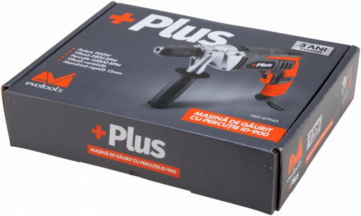 Bormașină cu Percuție EvoTools +Plus ID900 - 900 W, Găurire Beton, Metal, Lemn și Piatră