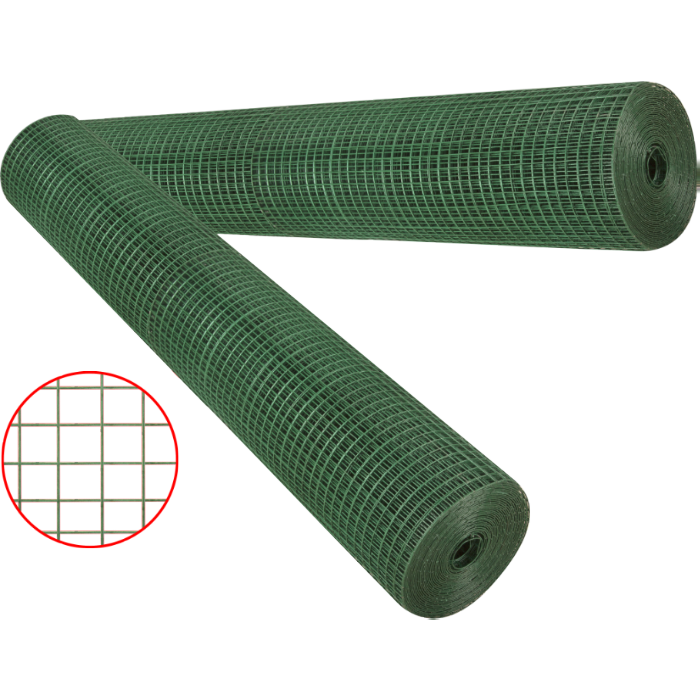 Plasă Sudată Zincată Plastifiată 1 x 10 m - Sârmă Ø 1,2 mm, Ochi 16 x 16 mm, Împrejmuiri și Cuști