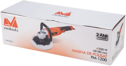 Mașină de Polisat EvoTools PM1200 - 1200 W, Disc Ø 180 mm, Lustruire Suprafețe Lăcuite Auto