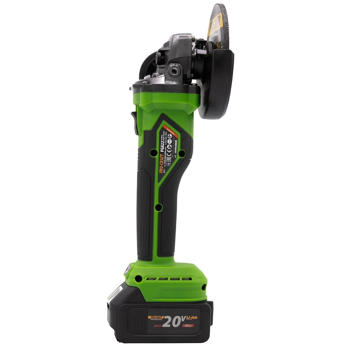 Polizor unghiular pe acumulator PROCRAFT PGA22 1 × acumulator 20V / 4Ah, Brushless