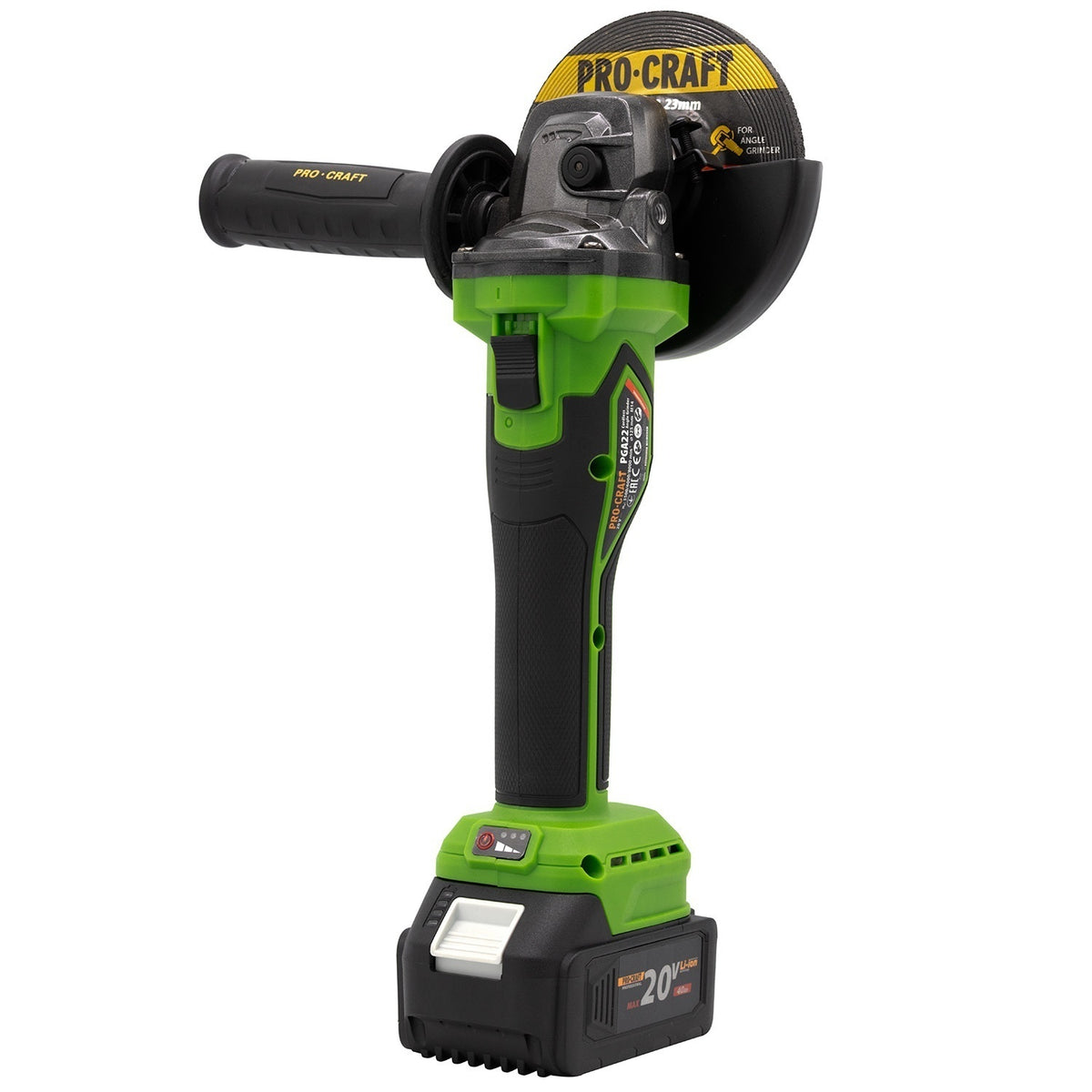 Polizor unghiular pe acumulator PROCRAFT PGA22 1 × acumulator 20V / 4Ah, Brushless