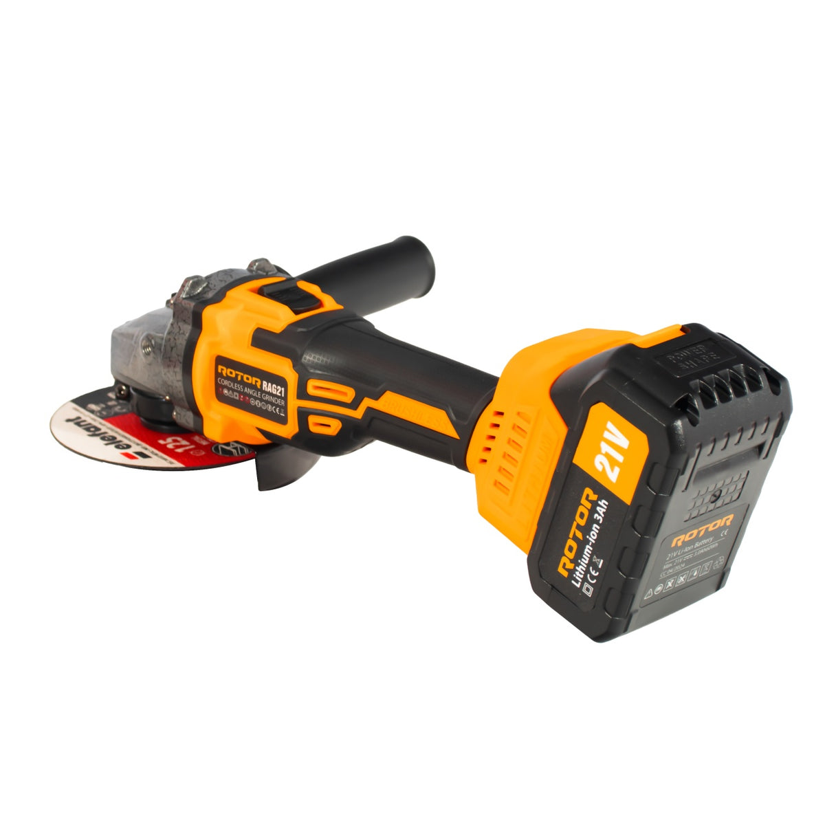 Polizor Unghiular cu Acumulator Rotor RAG21 - 21 V 3 Ah, 820 W, 8500 rot/min, Brushless