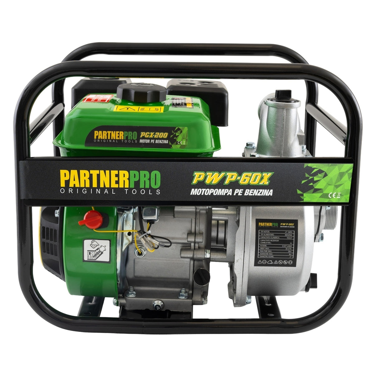 Pompă de apă pe benzină 3" PARTNERPRO PWP60X, 60 m³/h, 6.5 HP , MOTOR 4T