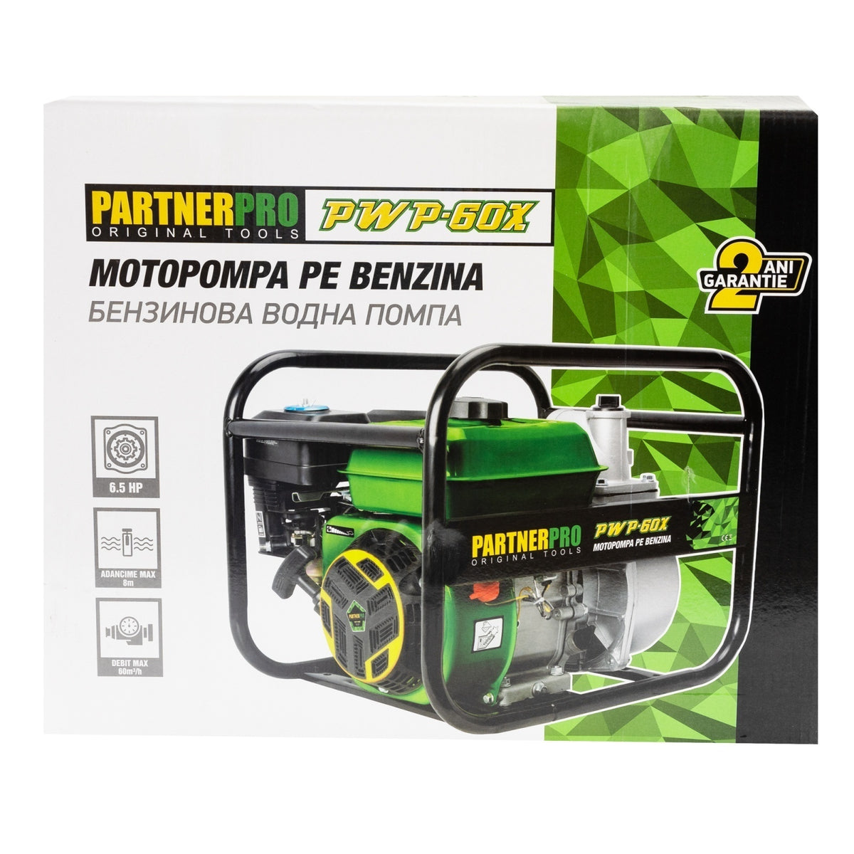 Pompă de apă pe benzină 3" PARTNERPRO PWP60X, 60 m³/h, 6.5 HP , MOTOR 4T