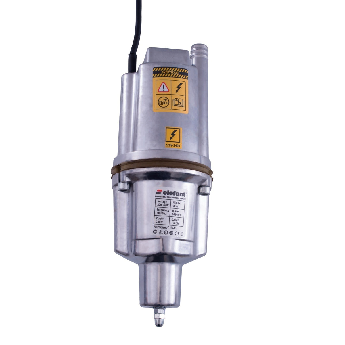 Pompa submersibila cu vibratii ELEFANT VMP60-1, 280W, 18 l/min, inaltime refulare 70 m
