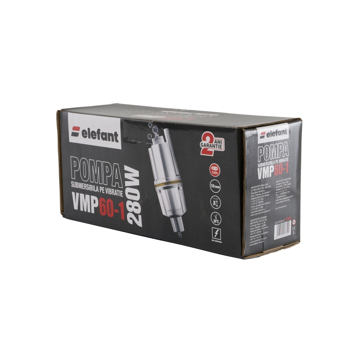 Pompa submersibila cu vibratii ELEFANT VMP60-1, 280W, 18 l/min, inaltime refulare 70 m