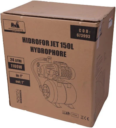 Hidrofor EvoSanitary Jet 150L - 1100 W, Debit 60 l/min, Refulare 58 m, Absorbție 9 m