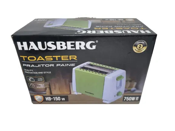 Prăjitor de Pâine Toaster 750 W - 2 Felii, 6 Trepte Temperatură, Tavă Firimituri, Oprire Automată
