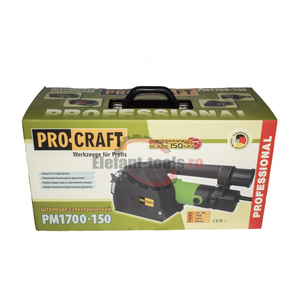 Freză de Canelat ProCraft PM1700-150 - Greutate 10,1 kg, Canale în Beton Armat și Zidărie