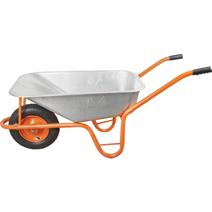 Roabă EvoTools P Cuvă Zincată 85 B - Roată Pneumatică cu Jantă Metalică, Cadru Oțel Vopsit, Construcții