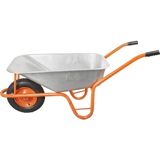 Roabă EvoTools P Cuvă Zincată 85 B - Roată Pneumatică cu Jantă Metalică, Cadru Oțel Vopsit, Construcții