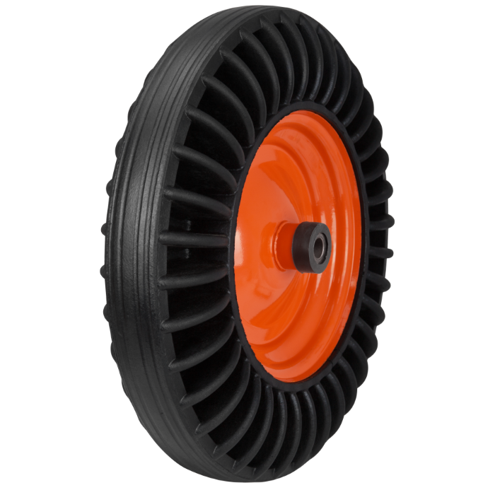 Roată Roabă Cauciuc Plin EvoTools 4.00-8 cu Jantă Metalică - Profil Drept, Butuc 102 mm, Antiperforare
