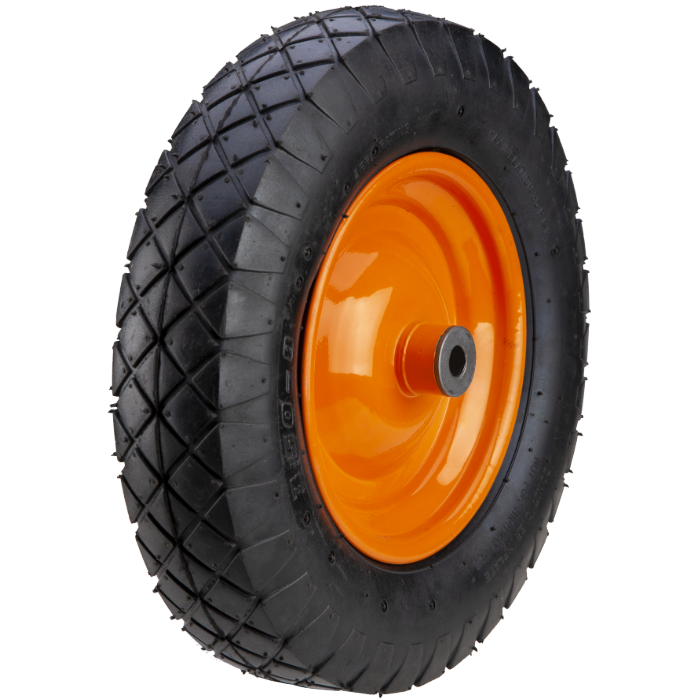 Roată Roabă Pneumatică 3.50-8 cu Jantă Metalică - Profil Drept, Butuc 103 mm, Heavy Duty