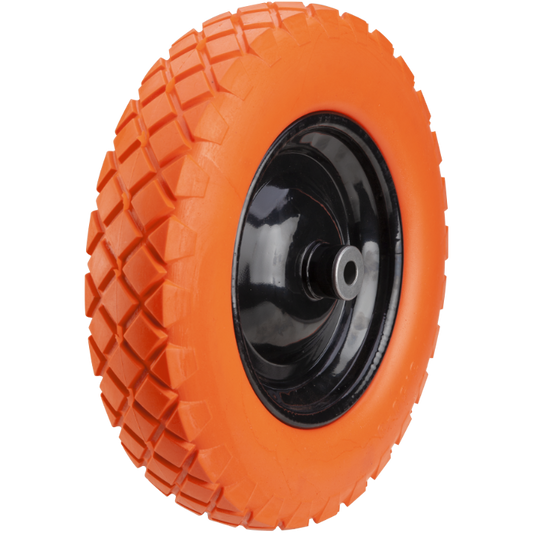 Roată Roabă Poliuretan cu Jantă Metalică EvoTools 3.50-8 - Profil Drept, Lățime 102 mm, Bucșă 16 mm