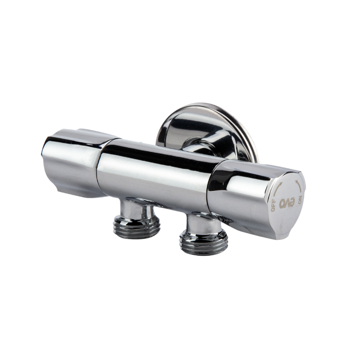 Robinet Colțar Cromat 2 Căi EvoSanitary 1/2" - Alamă Cromată, Cap Ceramic, Baterii și Rezervoare