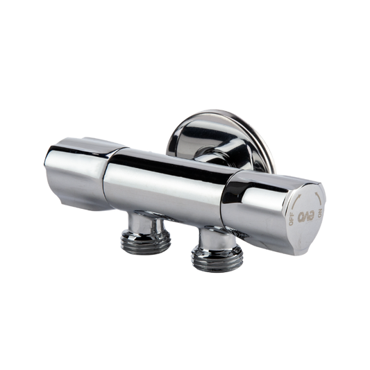 Robinet Colțar Cromat 2 Căi EvoSanitary 1/2" - Alamă Cromată, Cap Ceramic, Baterii și Rezervoare