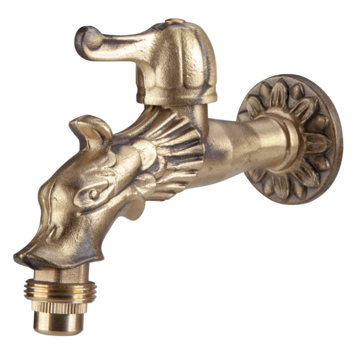 Robinet Ornamental Dublu Serviciu EvoSanitary 1/2" - Alamă Antichizată, Cap Armătură Ceramic, Grădină
