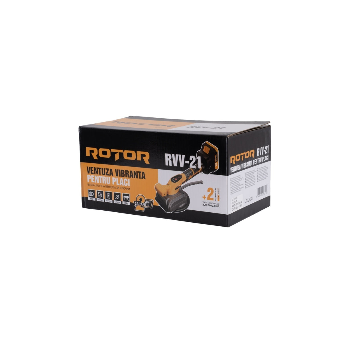 RVV-21 Ventuză vibrantă pentru plăci ROTOR, 21V / 1.5 Ah, 80 W, 10.000 rpm