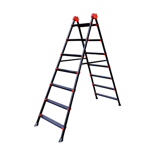 Scară Metalică Dublă 2 x 2 Trepte - Înălțime Utilă 58 cm, Tronson 61 cm, Oțel