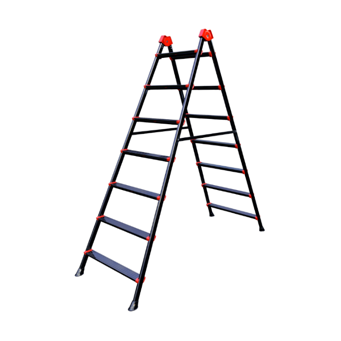 Scară Metalică Dublă 2 x 4 Trepte - Înălțime Utilă 99 cm, Tronson 104 cm, Oțel