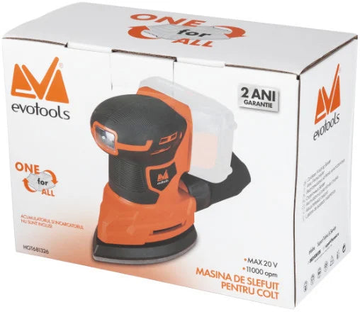 Șlefuitor de Colțuri EvoTools Max 20V One - Talpă 125 mm, Lemn și Plastic, fără Acumulator