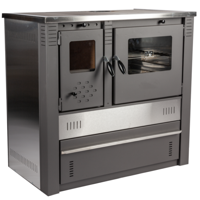 Soba de Gatit pe Lemne cu Plita si Cuptor din Inox / P[kW]: 10.5; T: Stanga