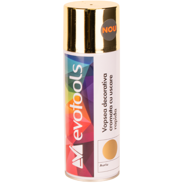 Spray Vopsea Crom EvoTools 400 ml Argintiu - Set 12 buc, Efect Metalic Lucios, Uscare Rapidă