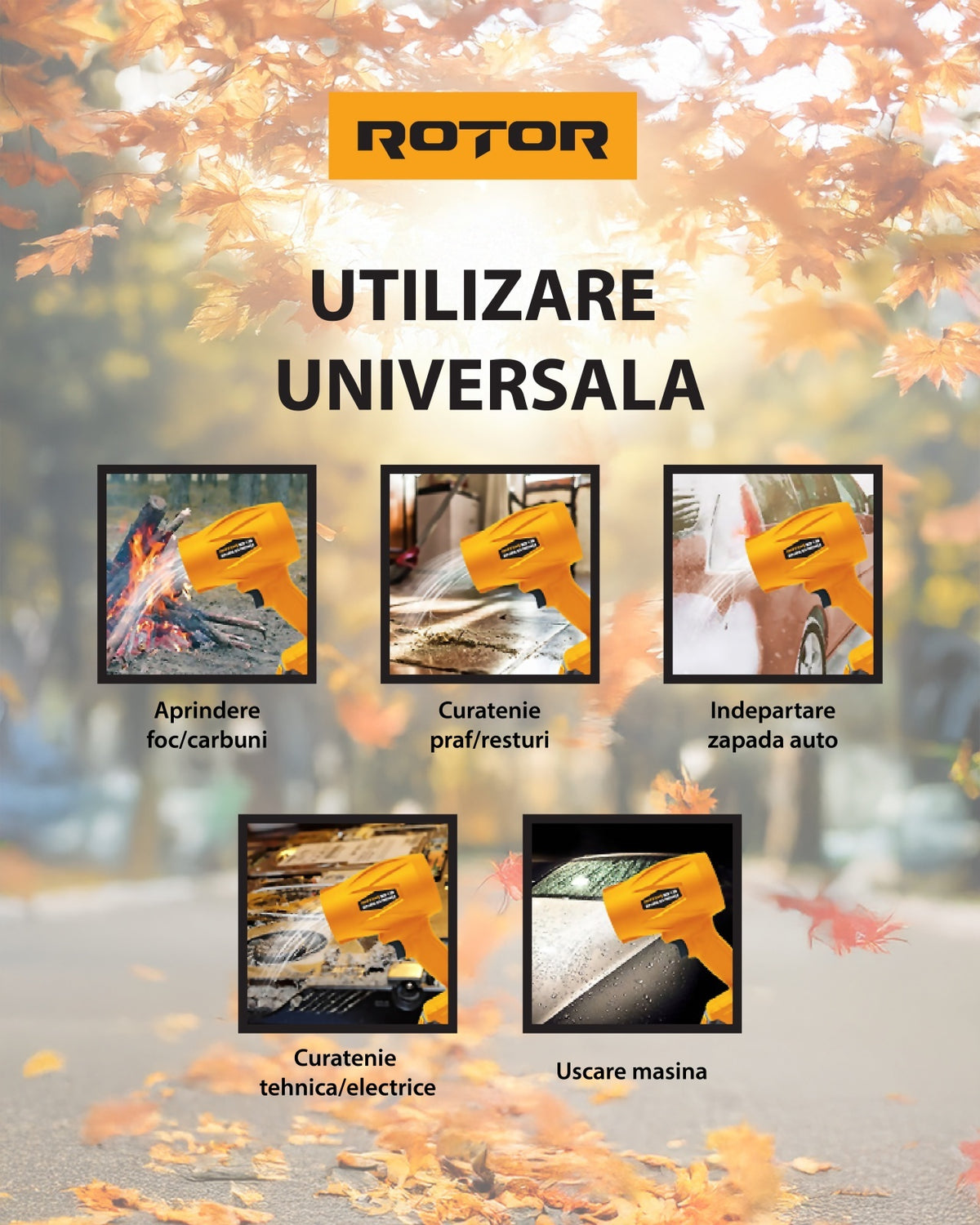 Suflantă aer pe acumulator ROTOR RCB-1.5A 45m/s, 21V/1,3Ah