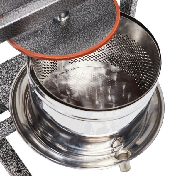 Teasc Presă Struguri Vilen Inox 10 L cu Picioare - Tavă Scurgere 37 x 32 cm, Corp Ø 25 cm