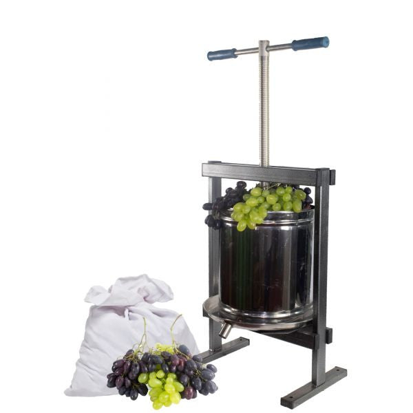 Teasc Presă Struguri Vilen Inox 15 L cu Picioare - 430 x 400 x 280 mm, Sac Tescovină Inclus