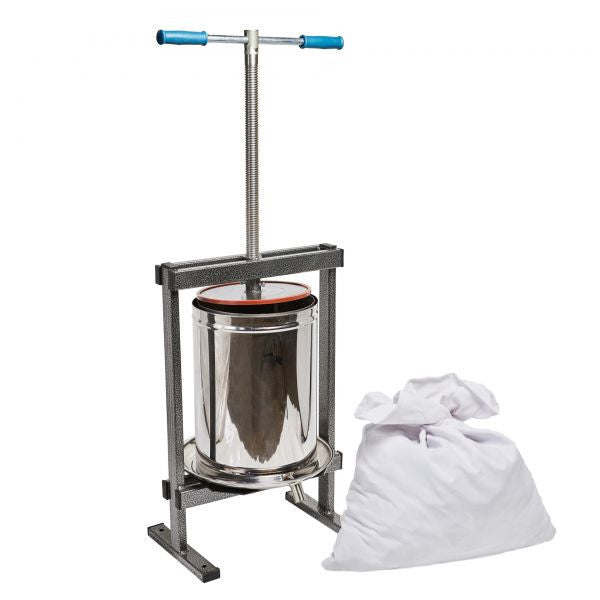 Teasc Presă Struguri Vilen Inox 20 L cu Cuvă Dublă - 520 x 400 x 280 mm, Sac Tescovină Inclus