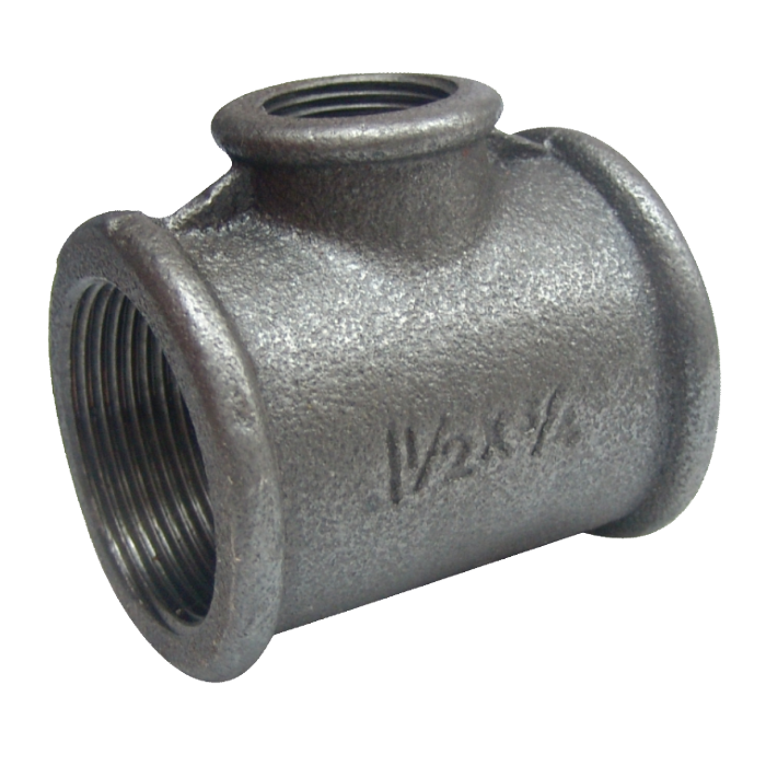 Teu Negru Redus 130 EvoSanitary 1 1/2" x 1/2" - Fontă, Ramificație Instalații Termice