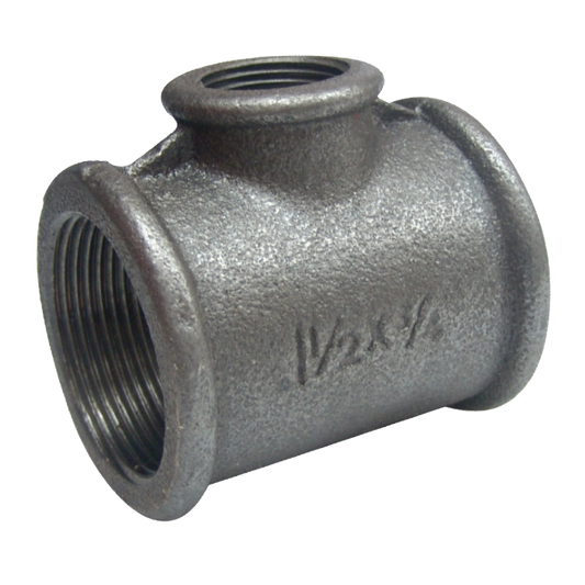 Teu Negru Redus 130 EvoSanitary 1 1/2" x 3/4" - Fontă, Ramificație Instalații Termice