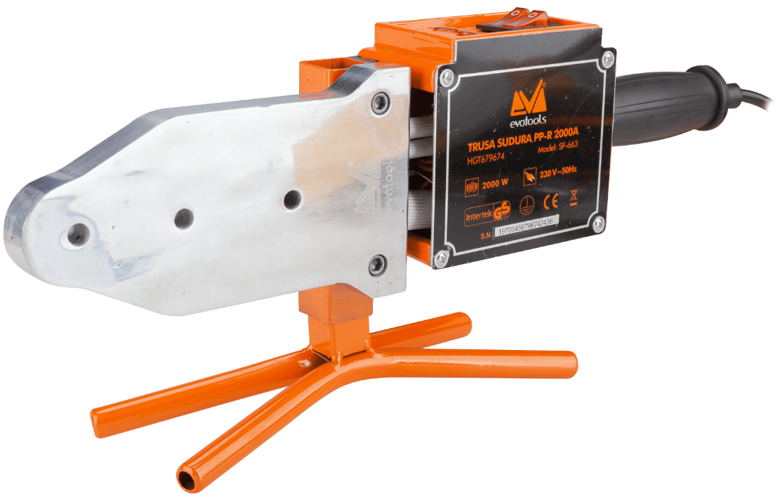 Trusă de Sudură Țevi PPR EvoTools 2000A - 2000 W, 6 Matrițe Ø 20-63 mm, Polifuziune