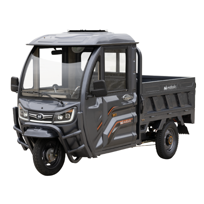Triciclu Electric Cargo cu Cabină Închisă EvoTools Voinicu TCB1500 Gri Închis - Brushless 1500 W
