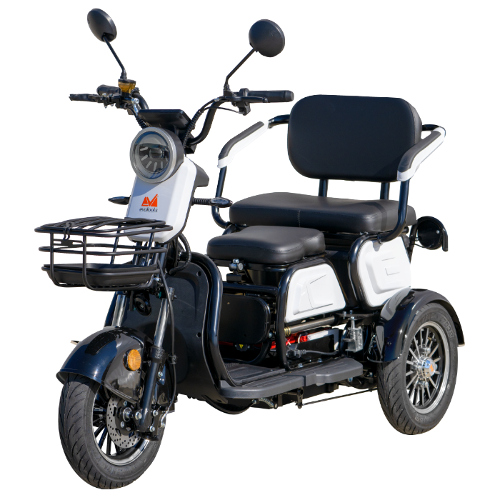 Triciclu Electric pentru Persoane EvoTools Davos TRP1000 Alb-Negru - 1000 W, Scaun Rabatabil