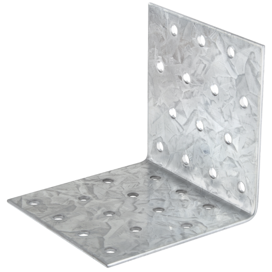 Vinclu Placă Perforată 80 x 80 x 80 x 2 mm - Set 100 buc, Colțar cu Orificii pentru Îmbinare Lemn
